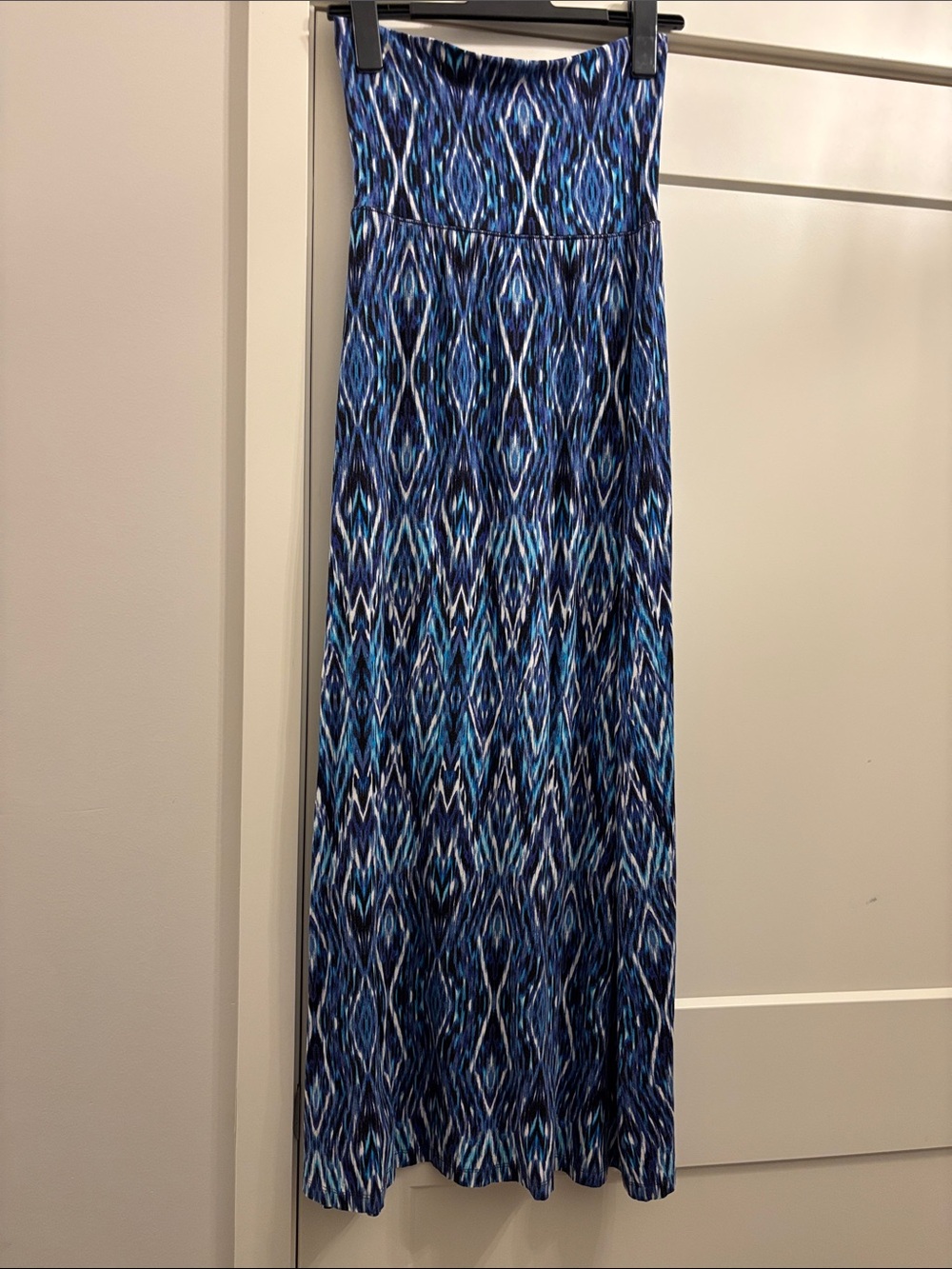 Cynthia Rowley Blue Patterned Strapless Maxi Skirt